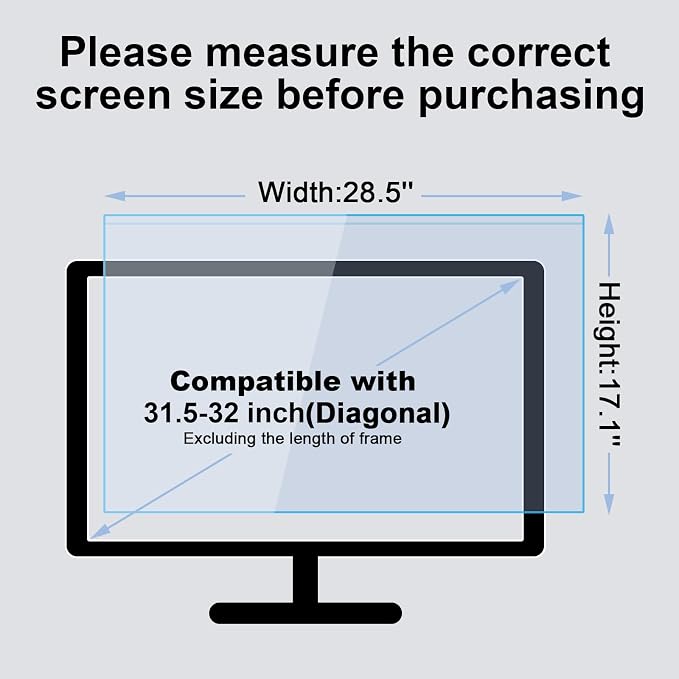 31.5-32 Inch Blue Light Filter for Computer Monitor, TV Computer Screen Blue - Image 6