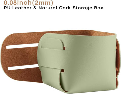 HOMIEAZICOZI 2-Pack Cork Leather Desk Accessories Storage - Image 2