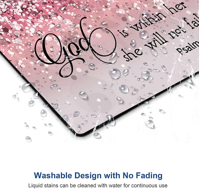 Mouse Pad, Bible Verse Pink Sparkles Glitter Mouse pad, Square Waterproof Mouse - Image 5