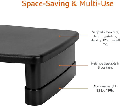 Amazon Basics Height Adjustable Rectangular Computer Monitor Riser Desk Stand - Image 3