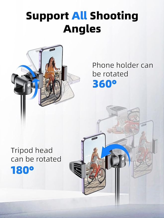 Kaiess 62" Phone Tripod & Selfie Stick, Extendable Photography Light Stand - Image 4