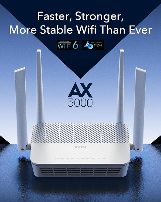 Cudy WR3000S AX3000 Dual Band WiFi 6 Mesh Router, 5 Gigabit Ethernet RJ45 Ports - Image 2