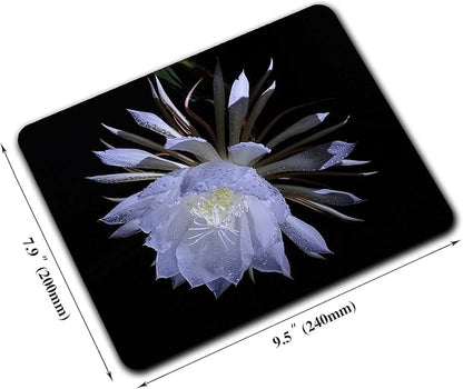 Night Blooming Flower Mouse Pad, Flawless White Flowers Mousepad - Image 2