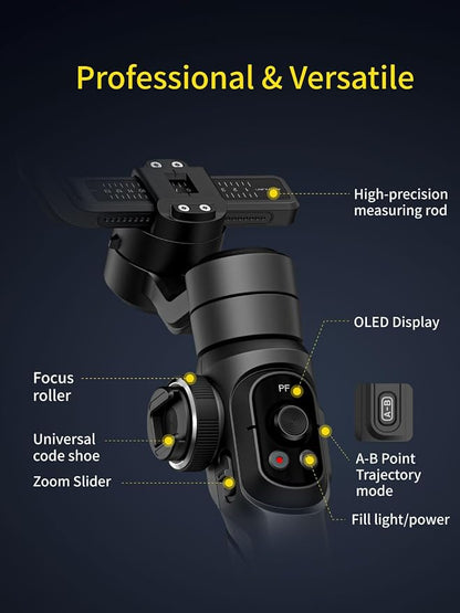 Gimbal Stabilizer for Smartphone, 3-Axis Industry-Standard Gimbal w/360°Rotation - Image 6
