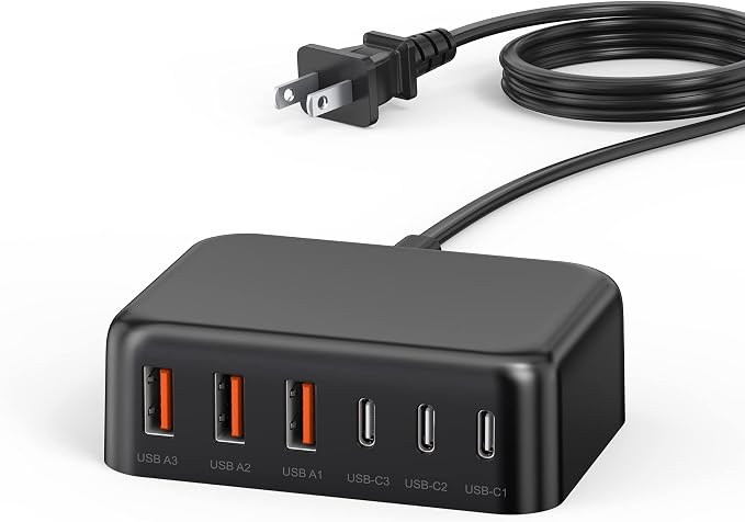 USB C Fast Charger, 100W GaN 6 Port Type USB C Charging Station Hub Block Cube by BREEKET
