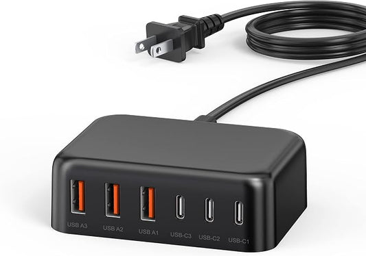 USB C Fast Charger, 100W GaN 6 Port Type USB C Charging Station Hub Block Cube by BREEKET