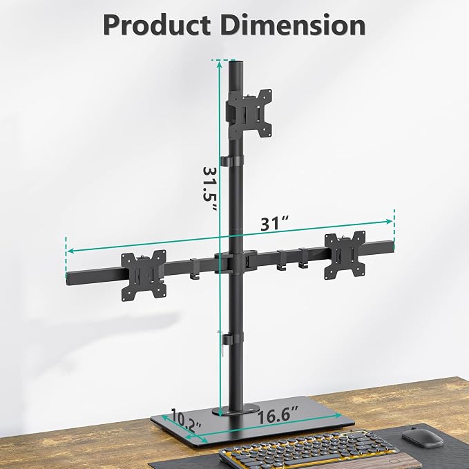 WALI Freestanding Triple Monitor Mount, Fully Adjustable Three Monitor Desk - Image 4