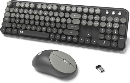 Wireless Keyboard and Mouse Combo, 104 Round Keys Cute Colorful Cordless by TT-FOPETT
