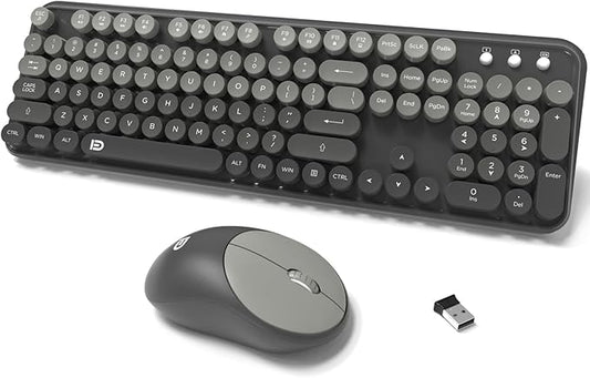 Wireless Keyboard and Mouse Combo, 104 Round Keys Cute Colorful Cordless by TT-FOPETT