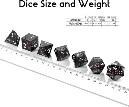 Glitter Purple Metal D&D Dice, DNDND 7 PCS Flower Metallic DND Dice Set - Image 7