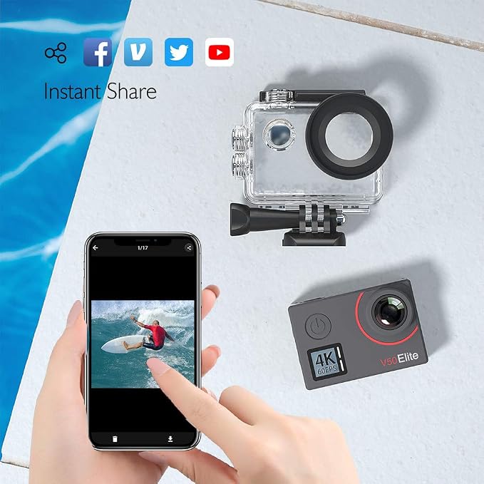 AKASO V50 Elite 4K60fps Touch Screen WiFi Action Camera Voice Control EIS 131 - Image 6