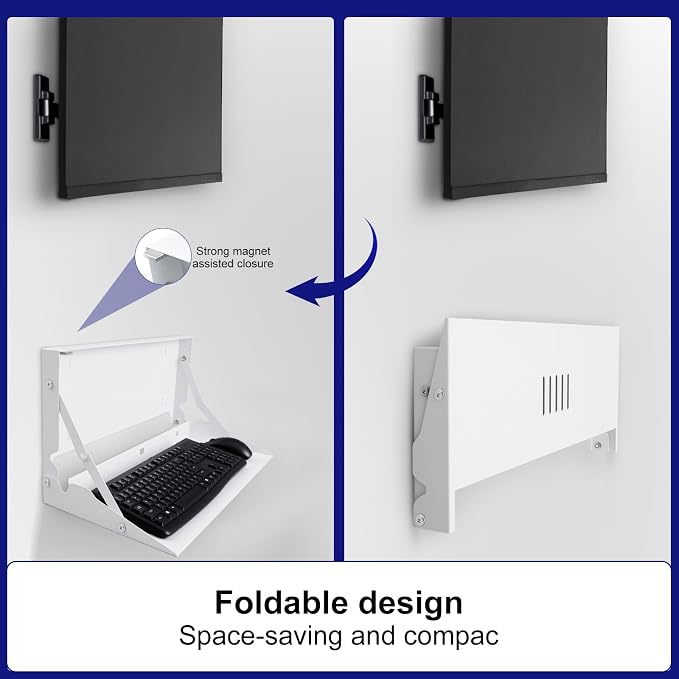 1 Pcs 24 Inch Keyboard Wall Mount Foldable Fits Standard Computer Keyboard - Image 3