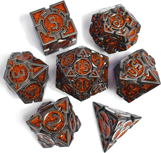 RULE DICE DND Metal Dice Set, Dungeons and Dragons D&D Dice Set, 7 die Metal by RULEDICE