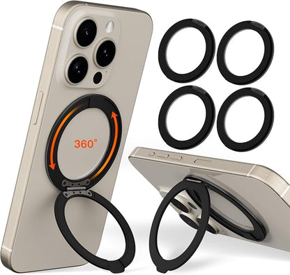 COOLQO 4Pcs 360 Spin Cell Grip Ring Phone Stand Magnetic Holders by COOLQO