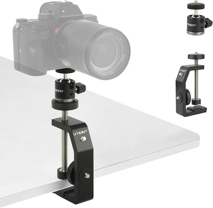 UTEBIT Super Clamp Mount with Mini Ball Head Mount, 1/4 Screw Hot Shoe Mount - Image 7