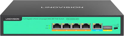 LINOVISION 4 Ports Full Gigabit PoE++ Switch, Built-in 96W Power, All 4 Ports by LINOVISION%C2%AE