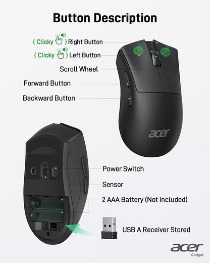 acer Wireless Mouse, 1200 DPI Computer Mouse - Image 4