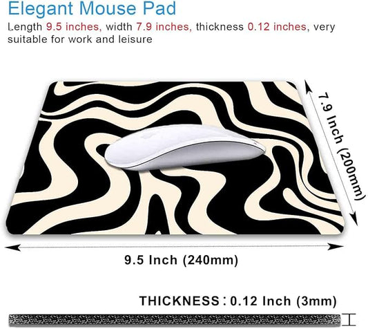 IMAYONDIA Black and White Mouse Pad, Liquid Swirl Retro Mouse Pad, Abstract - Image 2