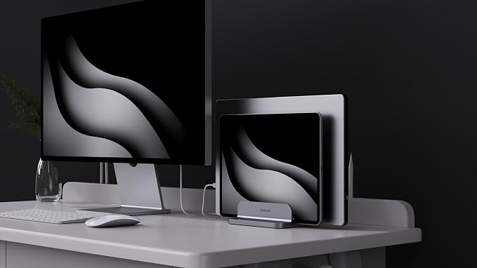 Dual Aluminum Vertical Laptop Stand Organizer, Sturdy Notebook Computer Holder - Image 9