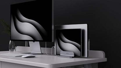 Dual Aluminum Vertical Laptop Stand Organizer, Sturdy Notebook Computer Holder - Image 9