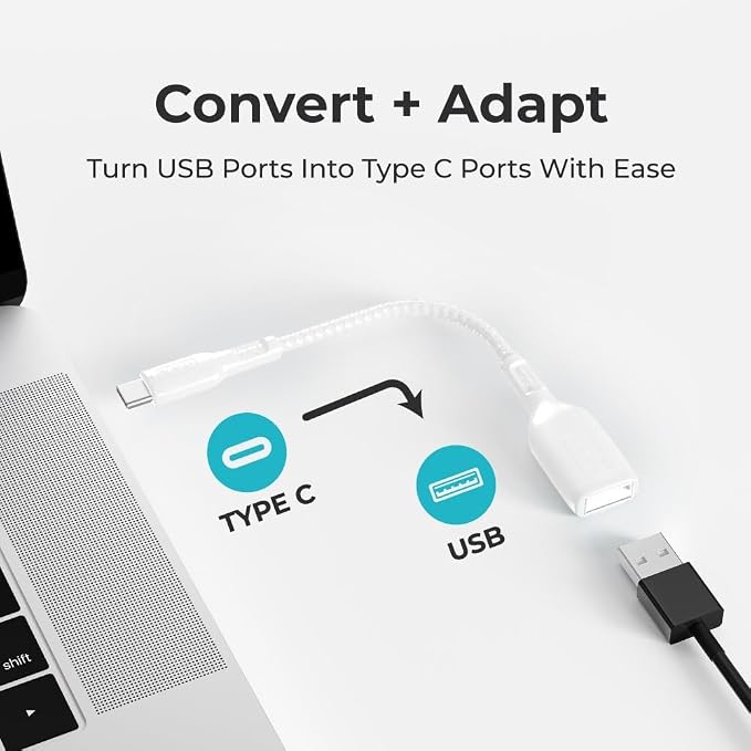 BLACK+DECKER USB C to USB A Adapter, USB C Male to USB Female Adapter Nylon - Image 4