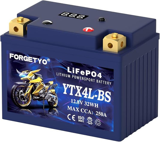 YTX4L-BS Lithium Motorcycle Battery, ATV Battery 12V 2.5AH 250CCA Compatible by Forgetyo