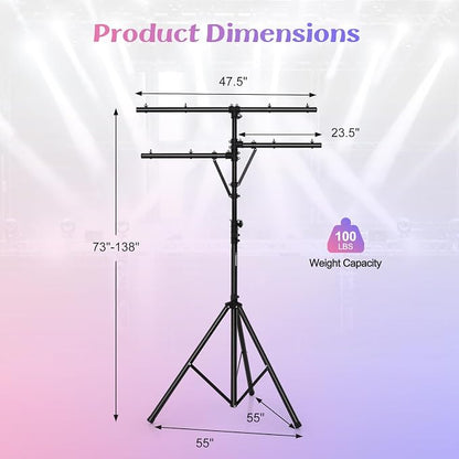 S AFSTAR Pro Audio Tripod, Portable T Bar Lighting Stand w/ 100 LBS Capacity - Image 6