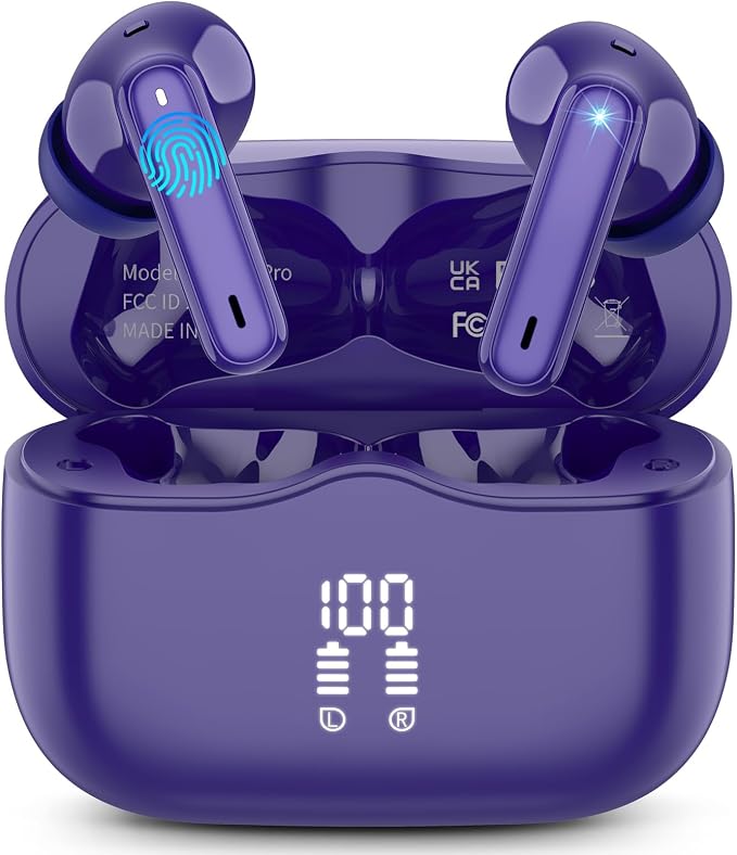 Wireless Earbuds, 4 ENC Noise Cancelling Mic Wireless Earphones 40H, in-Ear by XINWLD