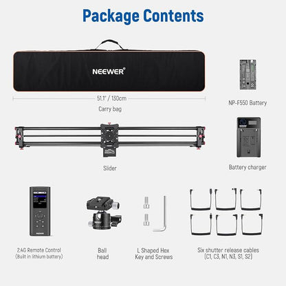 NEEWER 47.2”/120cm Motorized Camera Slider, App Wireless Control Carbon Fiber - Image 9