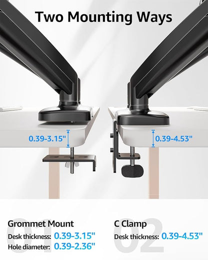 MOUNTUP Dual Monitor Stand for Desk, Pneumatic Monitor Arms for 2 Monitors Max - Image 6