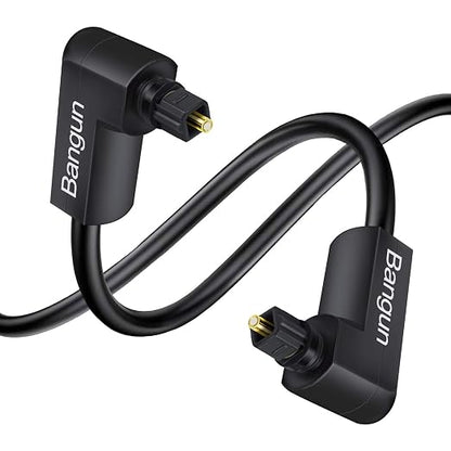 Double 90 Degree Angled Optical Audio Cable, Slim Digital Audio Optical Cable by Bangun