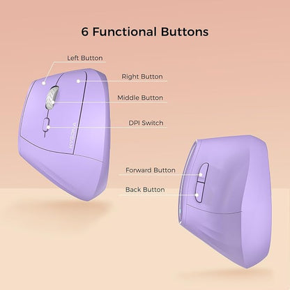57° Ergonomic Wireless Tower Mouse, Vertical Quiet Ergo Mouse, 7 Buttons - Image 5