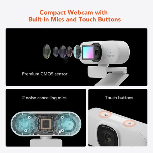 NUROUM V15AF 2K Webcam for PC, 1080p 60FPS AutoFocus Web Camera - Image 2