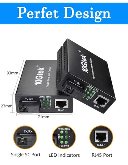 BiDi Gigabit Single Mode SC Media Converter, 10/100/1000M Fiber to Ethernet - Image 4