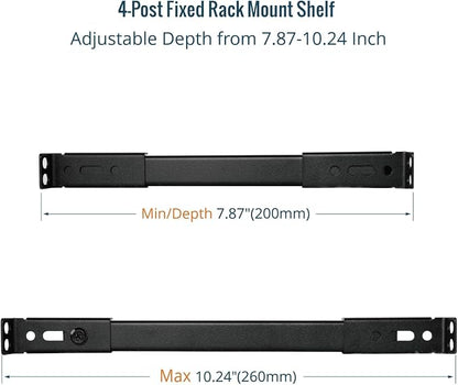 Tecmojo 0.5U Rack Shelf for 10" Server Rack & Cabinet, Adjustable 7.87-10.24" - Image 4