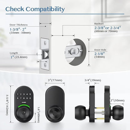 Keypad Smart Door Knob Lock, Yamiry Keyless Entry Digital Lock - Image 6