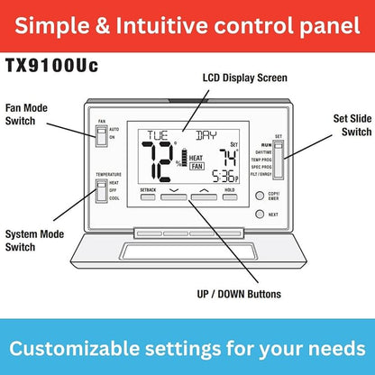 LTX9100U Programmable 7 Day Thermostat; 2 Heat, 2 Cool - Image 4
