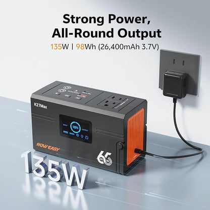 HOWEASY Portable Power Station 135W（270W Peak), Backup Lithium Battery - Image 3