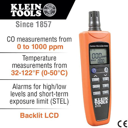 Klein Tools ET110 CO Meter, Carbon Monoxide Tester and Detector - Image 4