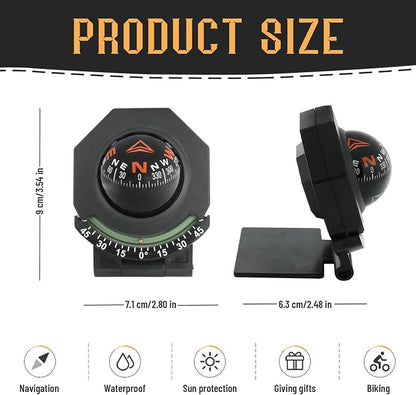 180-Degree Adjustable Car Dashboard Compass - Image 5