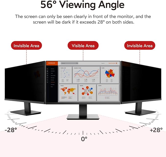 BERSEM 22 Inch Monitor Computer Privacy Screen Filter - Image 2