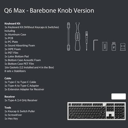 Keychron Q6 Max QMK/VIA Wireless Custom Mechanical Keyboard Barebone Knob - Image 8