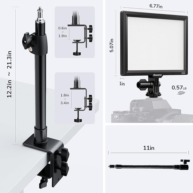 2-Pack Key Light Panel Kit, LED Video Light Dimmable Bi-Color 3200-5600k Video - Image 7