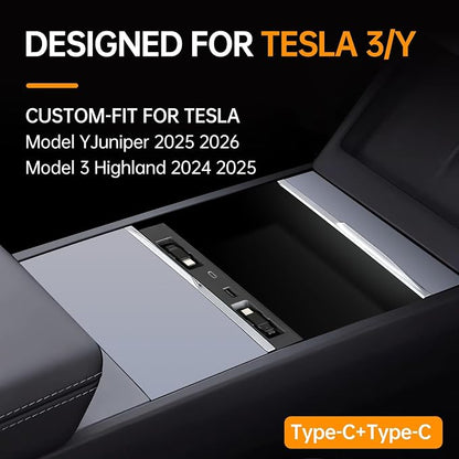 USB Hub for Tesla Model Y Juniper 2025 2026 Model 3 Highland 2024 2025 - Image 2