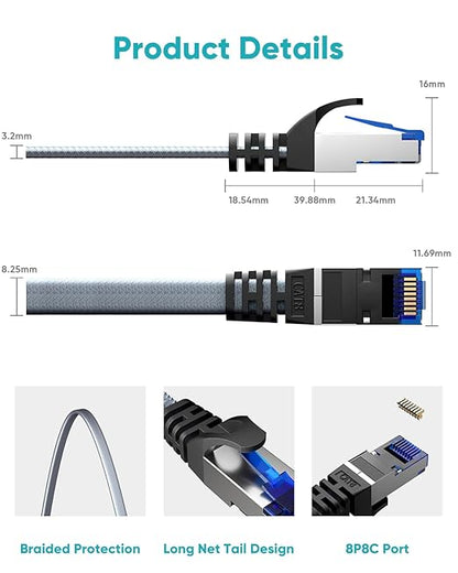 BUSOHE Cat 8 Ethernet Cable 100 ft, Nylon Braided High Speed Heavy Duty Network - Image 4