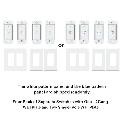 Smart Switch4 Pack, Double Smart Light Switch, Milfra in-Wall WiFi Smart Switch - Image 2