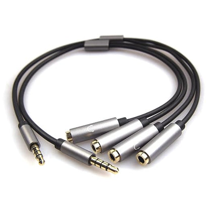 REXUS Grey 3.5mm Y Splitter Stereo Audio Cable 4-Pole Male to 2 Female - Image 5