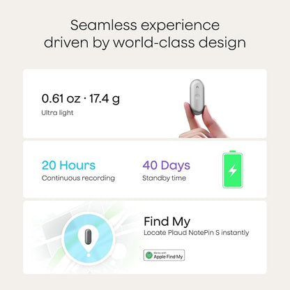 Plaud NotePin S AI Voice Recorder, Wearable AI Notetaker, AI Transcribe & - Image 2