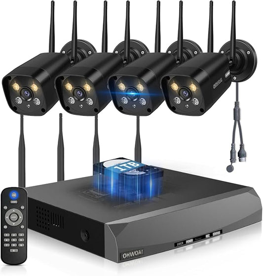 《Dual Antennas & 130°Wide Angle》Wireless Security Camera System Outdoor by OHWOAI