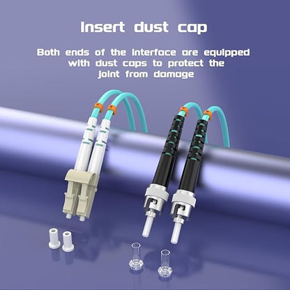 LC/UPC to ST/UPC Fiber Patch Cable OM3 82ft/25meters, 10Gb/Gigabit MultiMode - Image 6